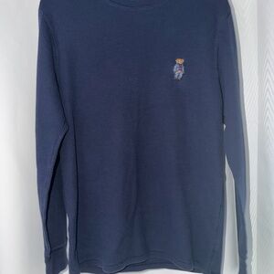 Polo Ralph Lauren Navy Long Sleeve Shirt with Bear Logo
